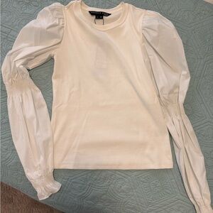 Veronica Beard White Peplum sleeved top NWT